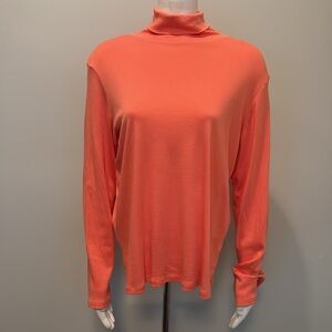 Winter Silks Coral Orange Turtleneck Top Size XL